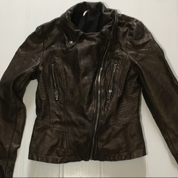Free People Metallic Faux Leather  jacket Size 4 - Picture 4 of 8